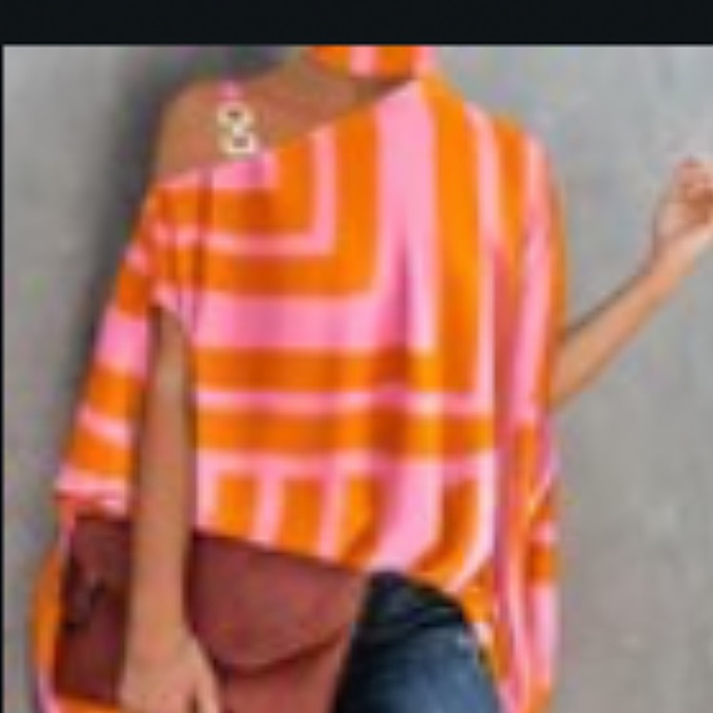 New classy, pink, and orange off the shoulder blouse.